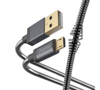 Hama Cavo Micro-USB in metallo (cavo di ricarica e trasferimento dati da USB-A 2.0 maschio a Micro-USB, spina in alluminio, cavo antitorsione, guaina in metallo resistente 1.5 m) antracite