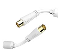 Hama Cavo per antenna per audio e video (placcato oro, schermatura fino a 100 dB, connettore coassiale da 9,5 mm, spina coassiale, 75 Ohm, 3 m) bianco