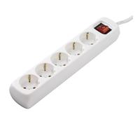 Hama Ciabatta elettrica a 5 Prese (Presa Multipla 1,4 m, con Interruttore, Maggiore Protezione da Contatto, Slot ruotati di 45 Gradi, Spina certificata GS), Colore: Bianco