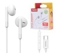 Hama, Classy Cuffie, auricolari, microfono, cavo Kink Prot, USB-C, bianco
