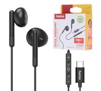 Hama, Classy Cuffie, auricolari, microfono, protezione antipiega cavo, USB-C, nero