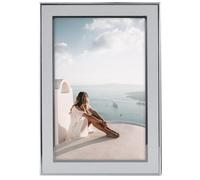 Hama Cornice portafoto 13 x 18 cm (cornice portafoto verticale, formato orizzontale, da appendere, da appoggiare, appoggiare, in velluto, dimensioni 13 x 18 cm), colore: argento
