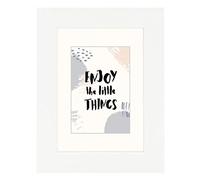 Hama Cornice portafoto in legno "Skara" (cornice 13 cm x 18 cm, bordi 28 mm x 13 mm, per foto di dimensioni 9 cm x 13 cm, vetro reflex, legno, con gancio e piedini) bianco