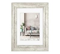 Hama Cornice portafoto in plastica Cozy (cornice 13 cm x 18 cm, bordo 20 mm x 25 mm, per foto di dimensioni 9 cm x 13 cm, vetro specchio, polistirene (PS), con gancio e base), colore bianco anticato