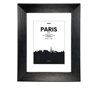 Hama Cornice portafoto in plastica "Parigi" (cornice da 13 cm x 18 cm, bordi 20 mm x 15 mm, per foto di dimensioni 9 cm x 13 cm, vetro reflex polistirene (PS), con gancio e piede) nero