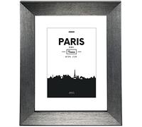 Hama Cornice portafoto in plastica Paris (Cornice 15 cm x 20 cm, Bordi 20 mm x 15 mm, per Foto di Dimensioni 10 cm x 15 cm, Vetro Reflex, polistirene (PS), con Gancio e Piedini, Colore: Grigio
