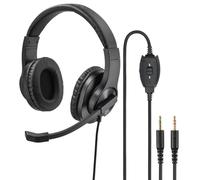 Hama Cuffie per PC Over Ear con microfono (cuffie con regolazione del volume e braccio microfono regolabile, per videoconferenze, home office, call center, eLearning, 2 connettori jack da 3,5 mm) nero