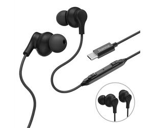 Hama, Cuffie ricci, in-ear, microfono, protezione antipiega cavo, USB-C, nero
