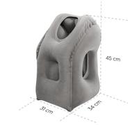 Hama Cuscino da viaggio ergonomico (cuscino gonfiabile da viaggio, cuscino da viaggio con aperture per braccio), grigio, grande
