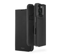 Hama Custodia per iPhone 16 Pro (custodia per cellulare, custodia con scomparto per carte di credito, in ecopelle, elementi metallici, funzione di supporto, protezione extra dello schermo e della