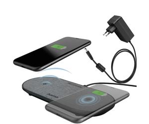 Hama Dual QI Wireless Caricabatterie + Alimentatore 2x Veloce Caricatore Station