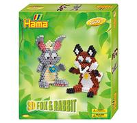 Hama Hama-3D Rabbit & Fox 3D Coniglio e Volpe, Multicolore, Taglia Unica, 10.3247