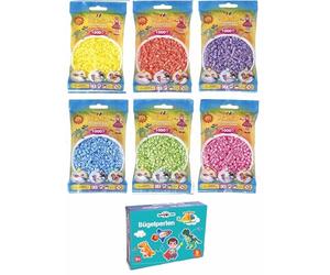 Hama Happy Price Toys Midi - Perline da Stirare K-43-48, 6 Colori Pastello: Giallo, Rosso, Viola, Blu, Verde, Rosa - Istruzioni Incluse