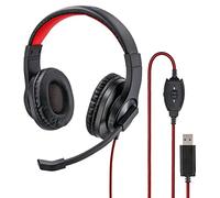 HAMA HS-USB400 AURICULARES ALÁMBRICO DIADEMA JUEGO USB Tipo A Negro, Rojo
