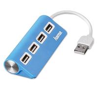 Hama Hub USB 2.0, 4 Porte con Cavo, Blu