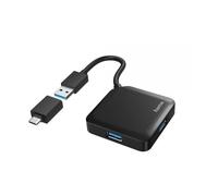 Hama Hub USB 3.0 da tavolo, 4 porte, cavo integrato con adattatore Type C,nero (