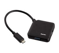 Hama Hub USB 3.0 Tipo C da Tavolo, 4 Porte, Cavo Integrato, Nero