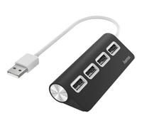 Hama Hub USB, 4 porte, USB 2.0, 480 Mbit/s, nero