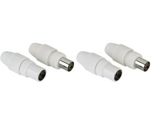 Hama Kit 2 Spine per Cavo Antenna, Coassiale Maschio e Femmina, Bianco (Confezione da 2)