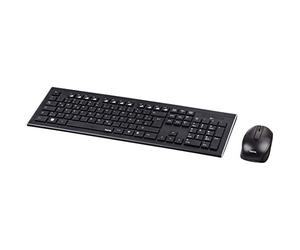 Hama Kit tastiera e mouse wireless 2,4 GHz (tastiera QWERTY spagnola silenziosa + mouse 1600 dpi, nano ricevitore USB, design compatto) nero
