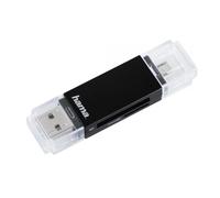Hama Lettore USB 2.0 Basic, OTG On The Go per smartphone e tablet, USB A/USB B Micro, SD, SDHC, SDXC, micro SD, micro SDHC, nero, blister (BASIC USB 2.0 OTG CARD READER BLACK)
