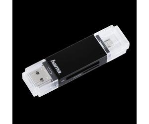 Hama Lettore USB 2.0 Basic, OTG On The Go per smartphone e tablet, USB A/USB B Micro, SD, SDHC, SDXC, micro SD, micro SDHC, ner NEW