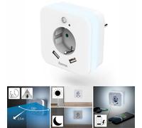 Hama Luce Notturna LED Con Sensore Presa + Luce Orientamento USB