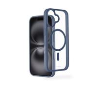 Hama MagSafe - Custodia magnetica per iPhone 17 e MagSafe per ricarica induttiva, protezione dei bordi, superficie antiscivolo, tasti laterali protetti, trasparente/blu