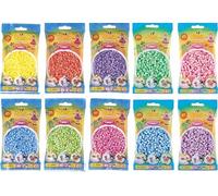 Hama MIDI Convoluto: 10 sacchetti di perline pastello - giallo, rosso, viola, blu, verde, rosa, lilla, blu ghiaccio, menta