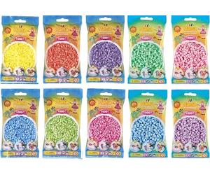 Hama MIDI Convoluto: 10 sacchetti di perline pastello - giallo, rosso, viola, blu, verde, rosa, lilla, blu ghiaccio, menta