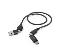 Hama Multi USB cavo di ricarica (multi caricatore USB, cavo di ricarica multi 4 in 1, 2 USB-C/micro-USB/USB-A, 480 Mbit/s, 1,5 m, cavo USB C universale per laptop, tablet, telefono) nero