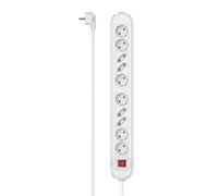 Hama - Multipresa 10 posizioni, 6 Schuko e 4 prese Euro 10 A, spina Schuko, cavo 1.4 metri, bianco, con interruttore
