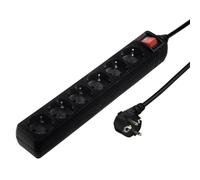 Hama Multipresa 6 prese 16A con interruttore e protezione contro le sovratensioni LED (prolunga multipresa 3m, blocco 6 prese tipo F Schuko, 3680W Max) Nero