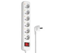 Multipresa, 6 Martinetti, Con Interruttore, 5 M, Bianco