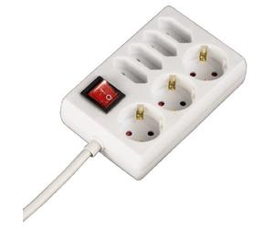Hama - Multipresa 7 vie schuko con tasto on/off, cavo 1,4 metri, bianco