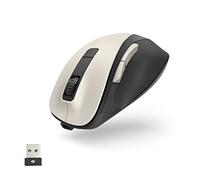 Hama Mouse ergonomico (wireless a 6 tasti, 2,4 GHz, BlueWave, 800/1200/1600 dpi, mouse ottico wireless, mouse ergonomico, mouse per computer portatile/PC, batteria, destrimani) bianco crema