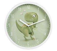 Hama Orologio da parete per bambini Happy Dino senza ticchettio (orologio rotondo per bambini con motivo dinosauro, orologio da parete al quarzo a batteria con lancetta dei secondi, ideale come