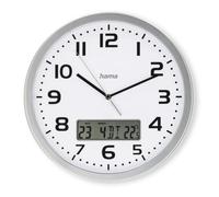 Hama Orologio da parete radiop. DCF Moorea AV. AFF. Data e Temp. Ø30 cm, argt
