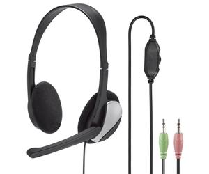 Hama PC Headset HS-P100, Ultra Lightweight On-Ear Stereo with Microphone, Volume