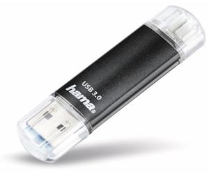 Hama Pendrive da 16GB, USB 3.0, Micro USB, Laeta Twin, Velocità 45 MBs, Nero