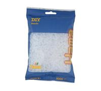 Hama Perle 201 - 08 - Sacchetto di Perline con Circa 3000 Perline Trasparenti per bricolage con Diametro di 5 mm, Colore Bianco, Divertimento Creativo per Grandi e piccini