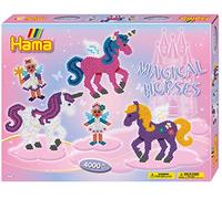 Hama Perlen-Hama 3138 Set Regalo Cavalli incantevoli con Circa 4.000 Stirare Midi Colorate con Diametro di 5 mm, Modelli e 2 placche per Perline, incl. Carta da Stiro, Multicolore, One Size