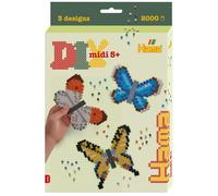 HAMA Perlen 3452 - Starter-Set Schmetterlinge mit ca. 2000 bunten Midi Bügelperl