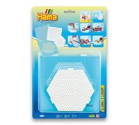 Hama Perlen 7712 - Set di 2 piastre per penna Midi con diametro di 5 mm, motivo quadrato e esagonale in bianco, con pellicola adesiva Bead Tac, divertimento per grandi e piccini