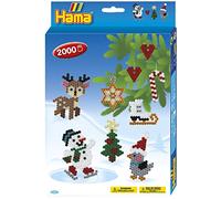 Hama Perlen Set regalo natalizio 3437 con circa 2.000 perline termoadesive Midi colorate con un diametro di 5 mm, pannello forato, carta da stiro inclusa, divertente artigianato creativo per grandi e piccini