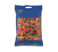 Hama Perline 201 - 51 Sacchetto di Perline con Circa 3.000 Perline Colorate con Diametro di 5 mm in Mix Neon, Divertimento Creativo per Grandi e piccini