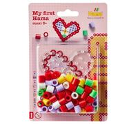 Hama Perline da stirare, circa 100 perline, 1 piccola piastra trasparente a forma di cuore n. 8231 e carta da stiro, decorazione a mosaico, arte e artigianato, per bambini creativi a partire dai 5