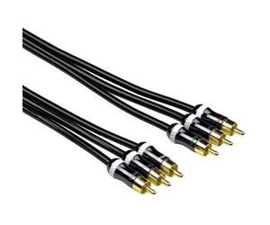 Hama ProClass YUV Cable, 3 RCA - 3 RCA, metal, 3.0 m cavo video e componente (YPbPr) 3 m 3 x RCA Nero NEW