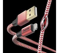 Hama Reflective 1,5 m Rosso (Hama Reflective Charging USB-A to Lightning Cable, 480Mbps, Nylon Sheath, Gold-Plated, 1.5 Metre,