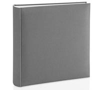 Hama Album Fotografico con Copertina in Tessuto 30 x 30 cm (Album Fotografico Jumbo con 100 Pagine Bianche, Album Fotografico con divisori in Pergamena, Album da Personalizzare e incollare), Grigio